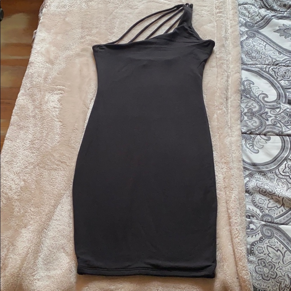 Black One Shoulder Naked Wardrobe dress.